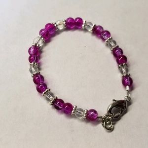 Baby Bracelet with Pinkish Purple Crackle Beads